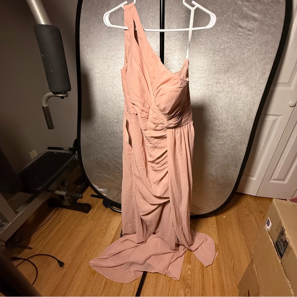 Blush One-Shoulder Maxi Dress SIZE 16 - Picture 2 of 6